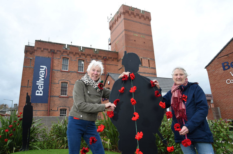 Sue Whitcombe and Lyn Pendle (Secretary) of the Copthorne Keep Community Group with their handmade poppies