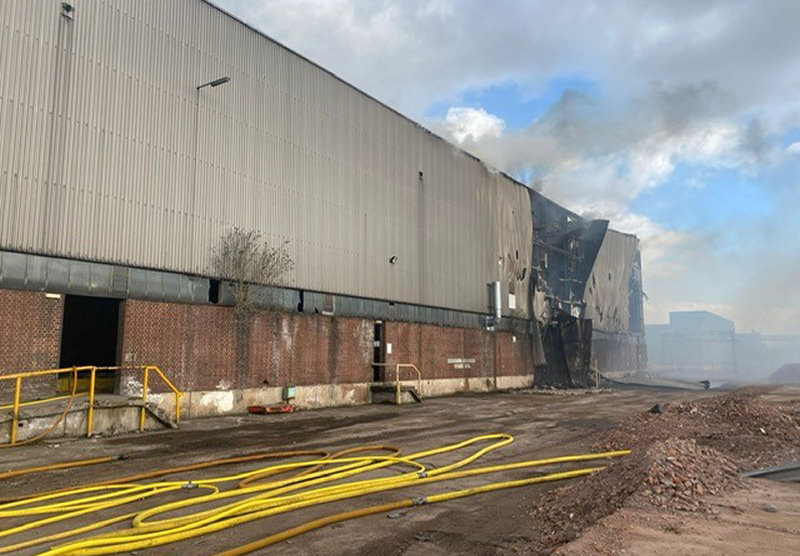 The scene of the fire at the former Telford factory. Photo: Shropshire Fire and Rescue Service