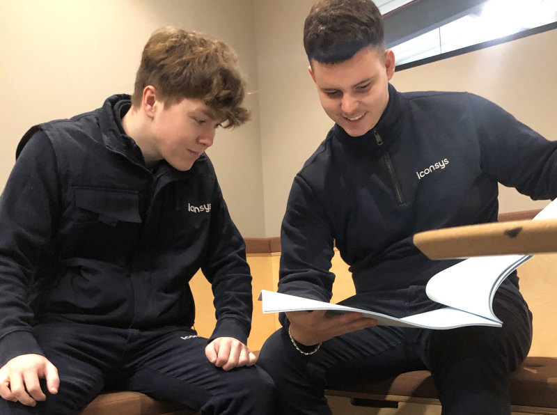 Ben Morris-Jones with trainee hardware designer Matt Riddell – who also joined the company through a Telford College apprenticeship