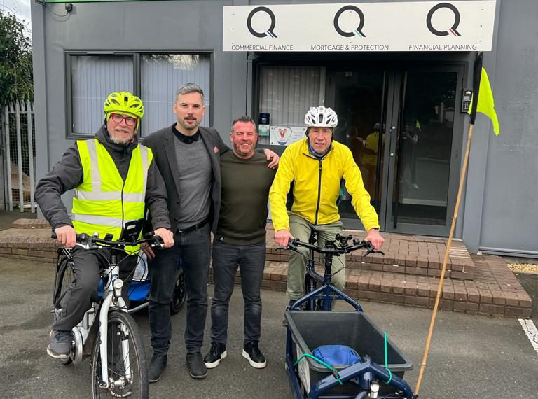 Steve Parry and Stuart Mackintosh from Q Financial Services with Paul Kalinauckas (left) and Jim Percival from Wellington Cycle Delivery Scheme