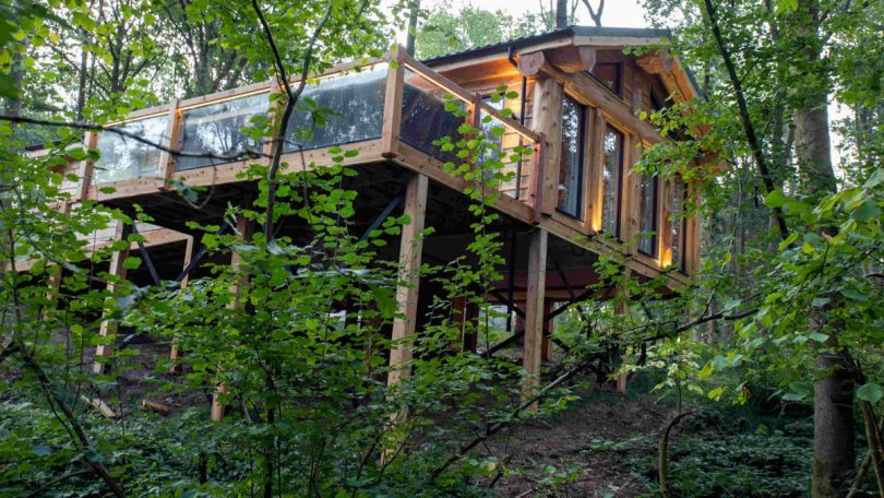 A treehouse lodge at the family-owned Woodland Park Lodges