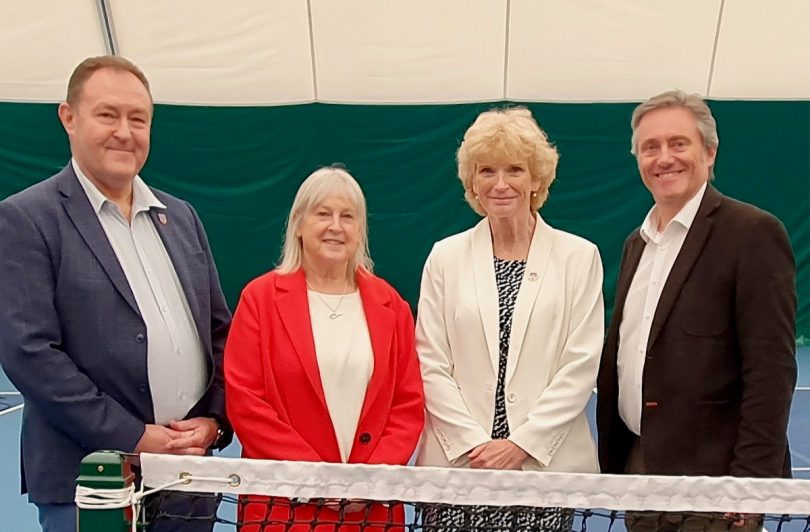 Pictured, from left: Simon Jones, the LTA councillor for Shropshire, LTA president Sandi Procter, Tennis Shropshire chair Fiona Jones and Dave Courteen, managing director of The Shrewsbury Club, at the official opening of the Cathie Sabin Community Tennis Centre