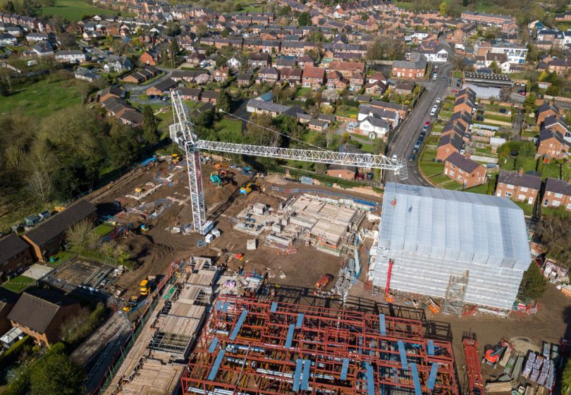 An aerial view of work progressing at the Pauls Moss site in Whitchurch