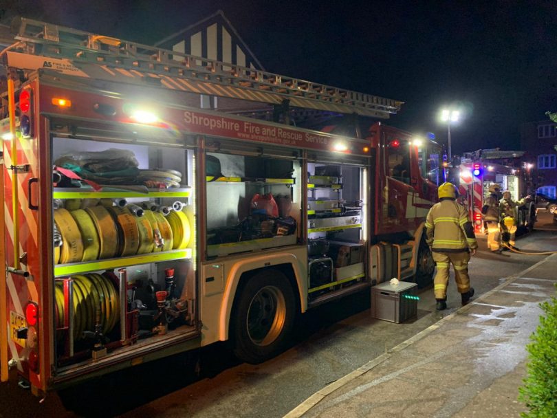 Firefighters at the scene of the fire in Market Drayton. Photo: SFRS