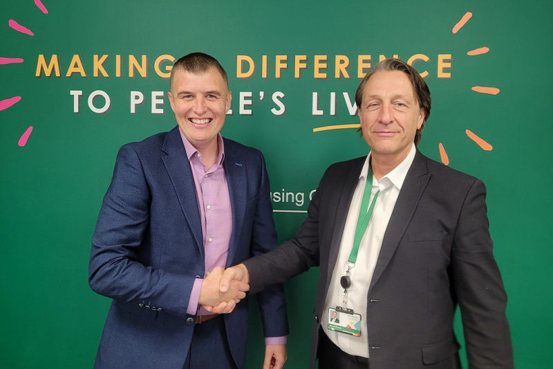 Anthony Nuttall, key accounts executive at Ideal Heating with Morgan Brookes, planned programme manager at Wrekin Housing Group