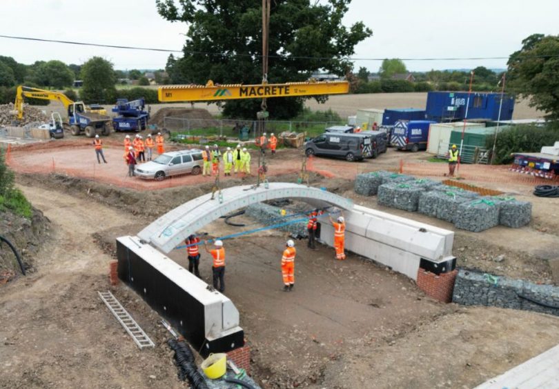 Schoolhouse Bridge over the Montgomery Canal is taking shape. Photo: Beaver Bridges