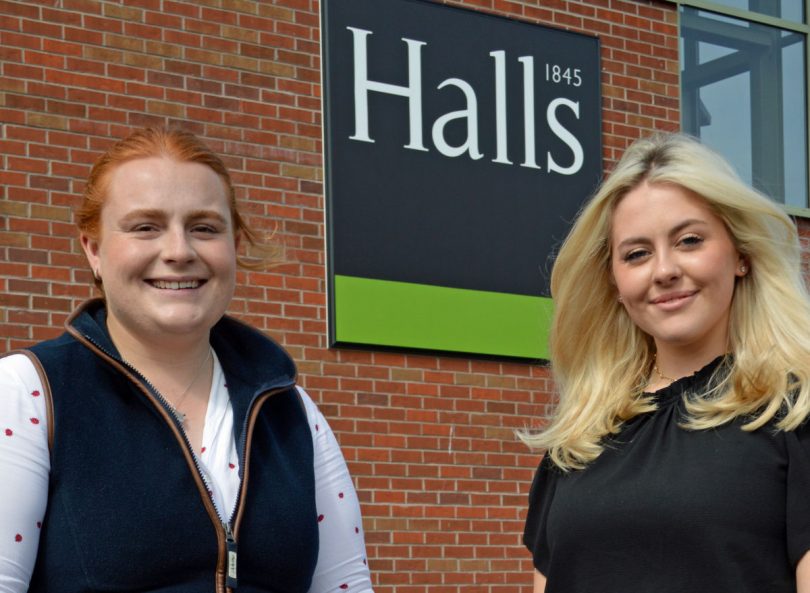 Halls’ new graduate surveyors Kate Oakes and Ellie Studley