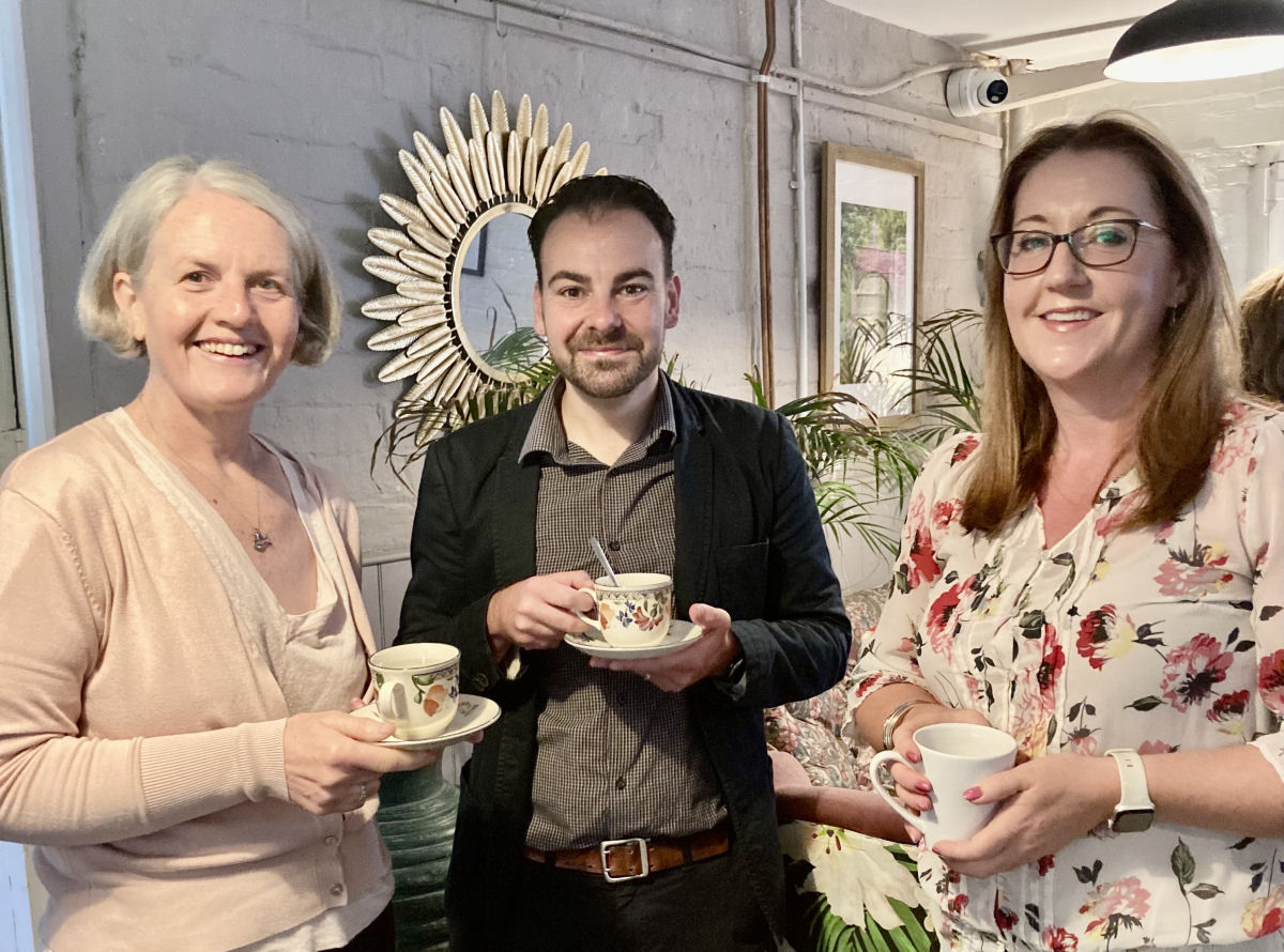 Pictured from left at the Jackfield meeting, Colleen Mullarky of Nourish Holistic Wellbeing, Rob Griffiths of Blue Orchid Recruitment and Louise Burgoyne of Blueprint Academy