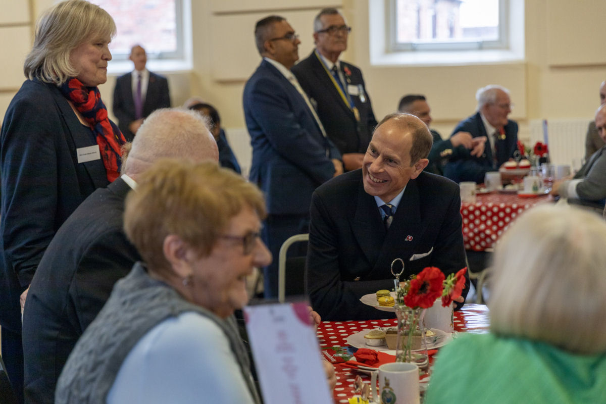The Duke enjoyed some tea and cakes with local veterans and members of the Royal British Legion. Photo: Telford and Wrekin Council