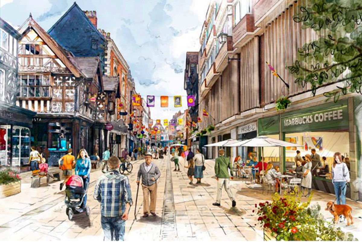 A visualisation of Shrewsbury High Street in the Strategy