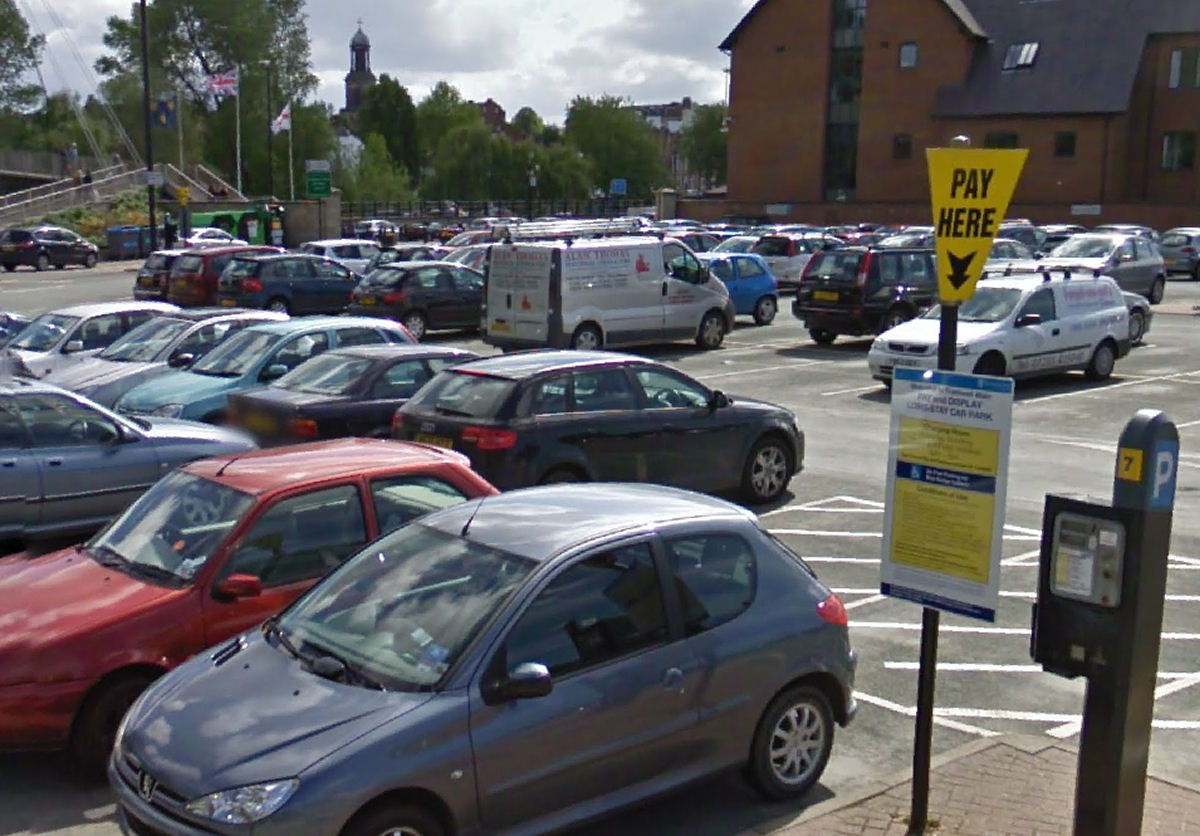Cars parked at Frankwell Main car park in Shrewsbury. Image: Google Street View