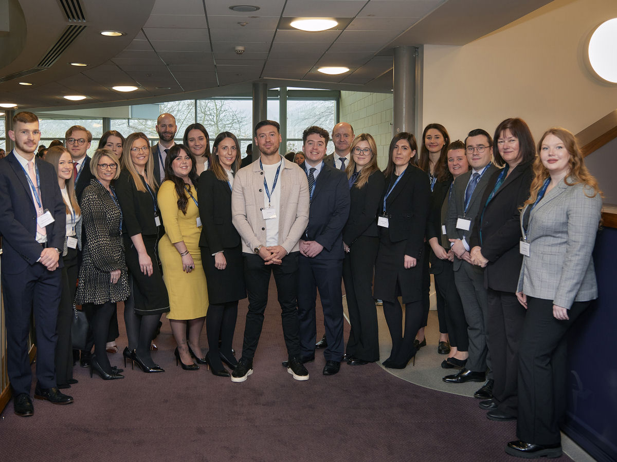 Jack Rutter, one of the speakers, with members of the Lanyon Bowdler team.