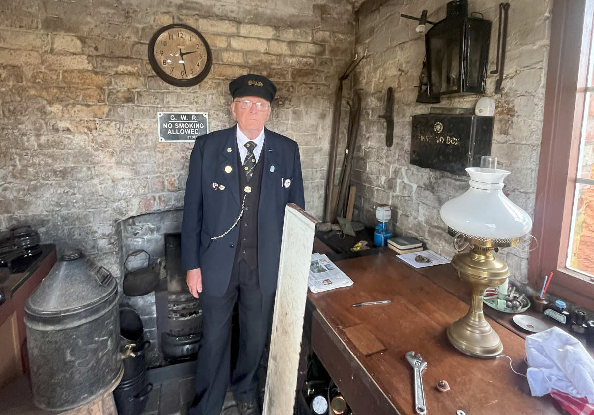 Eardington's 'lampman' Phil Harris, in the ransacked workshop. Photo: Lesley Carr.