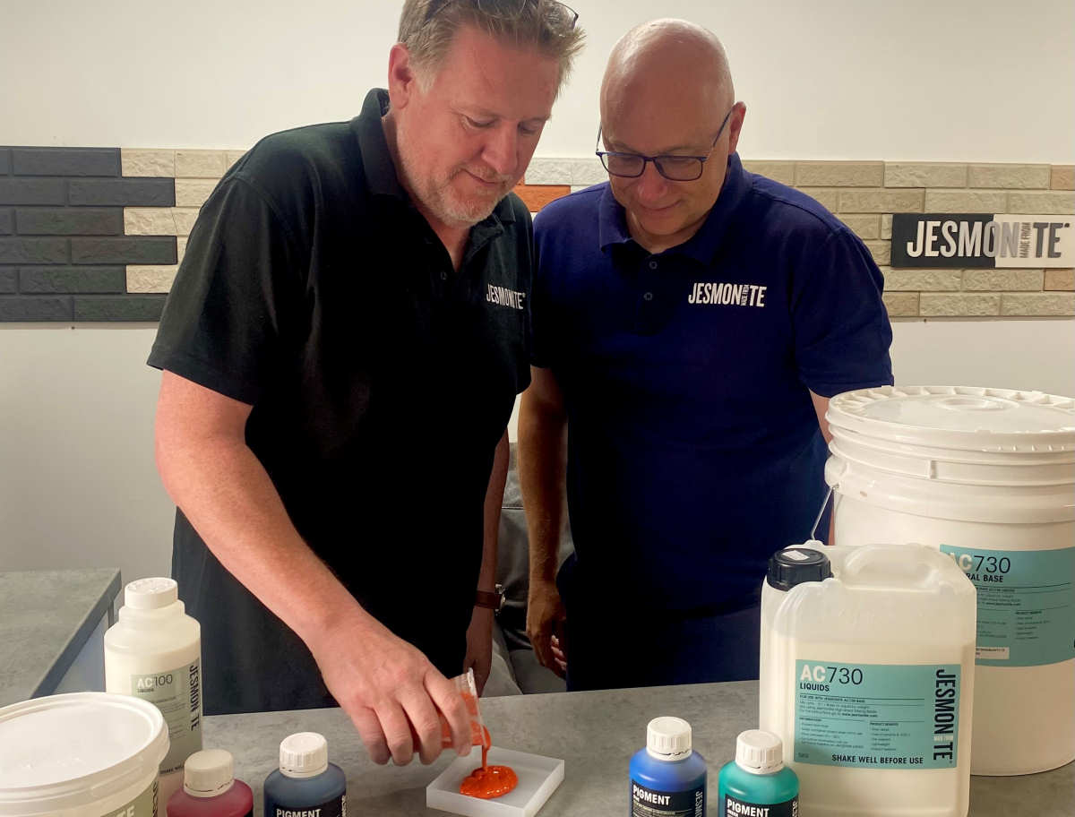 Jesmonite Managing Director Piran Littleton with Operations Director John Smallman