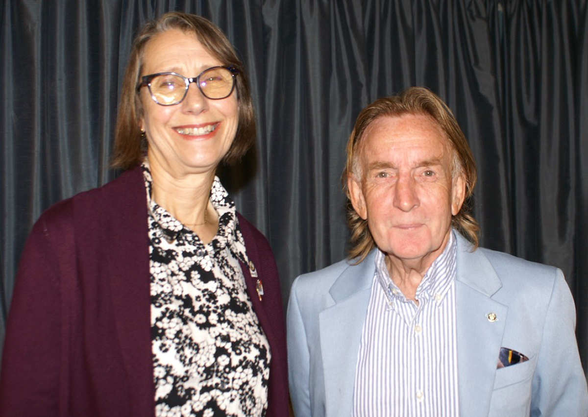 President David Morris welcomes District Governor Jane Cooper to Shrewsbury Severn Rotary Club