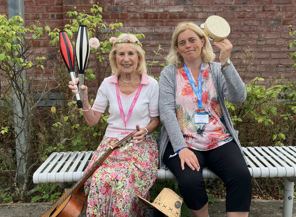 Volunteers Lucy and Ella are festival ready and excited to be working at Shrewsbury Folk Festival