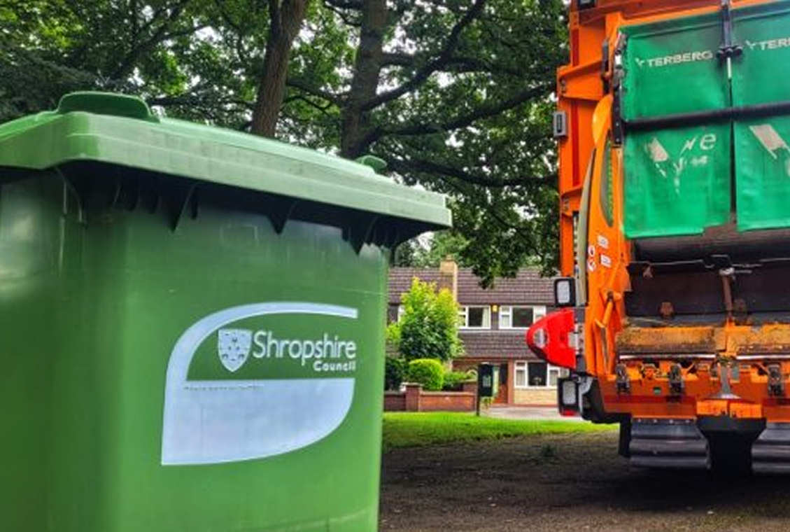 A garden waste bin waiting for collection. Photo: Shropshire Council