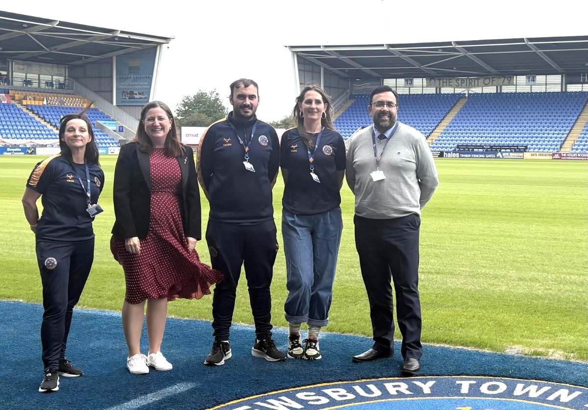 Julia Buckley MP with the team at the Shrewsbury Town Foundation