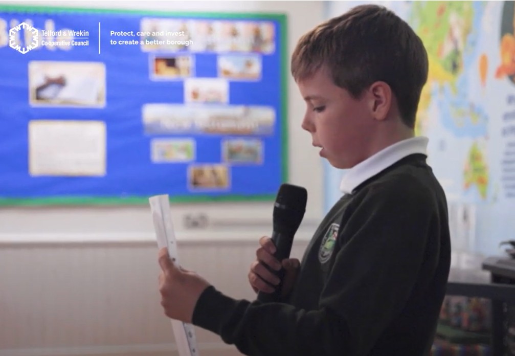 Pupils took to the floor and discuss their views on hot topics. Photo: Telford & Wrekin Council