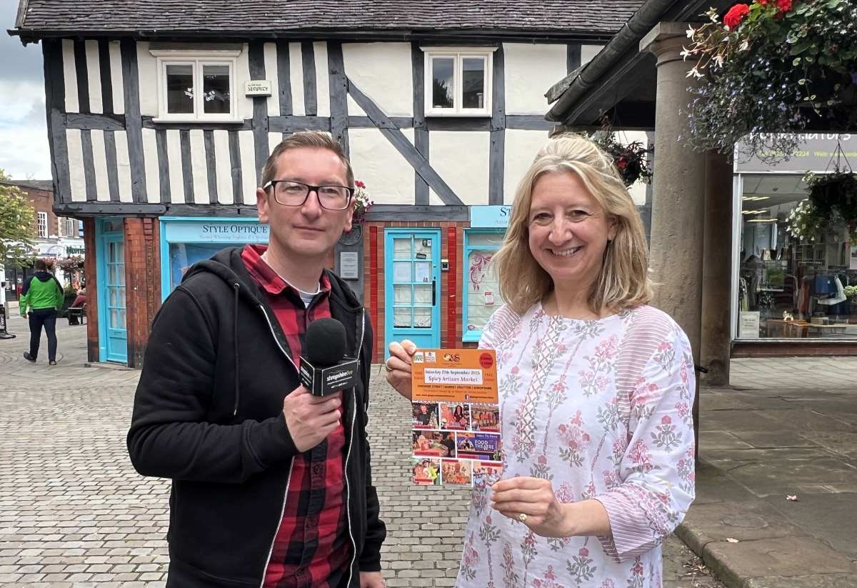 Pictured are Chris Pritchard of Shropshire Live with Julia Roberts organiser of the Ginger & Spice Festival in Market Drayton