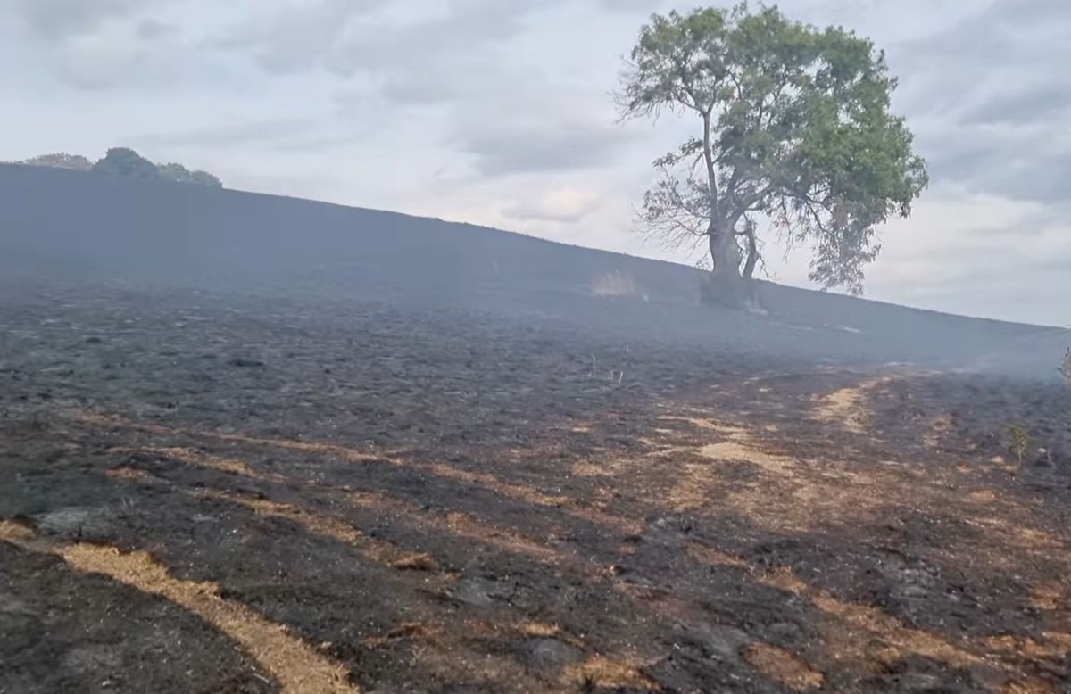 The scene of the fire at Broom Hill, Pulverbatch. Photo: Shropshire Fire and Rescue Service