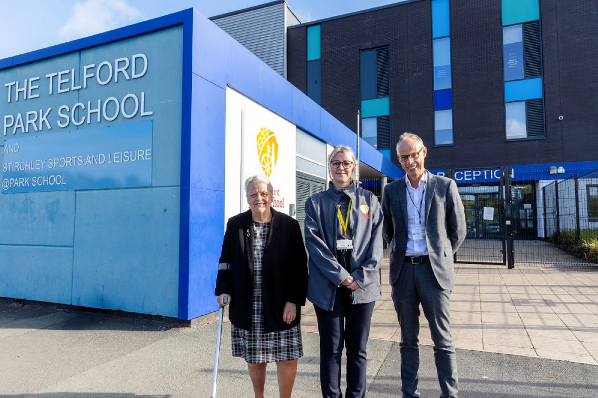Cllr Shirley Reynolds, Amy Huntington, Telford Park School Headteacher and Simon Wellman, Director Education and Skills at Telford & Wrekin Council