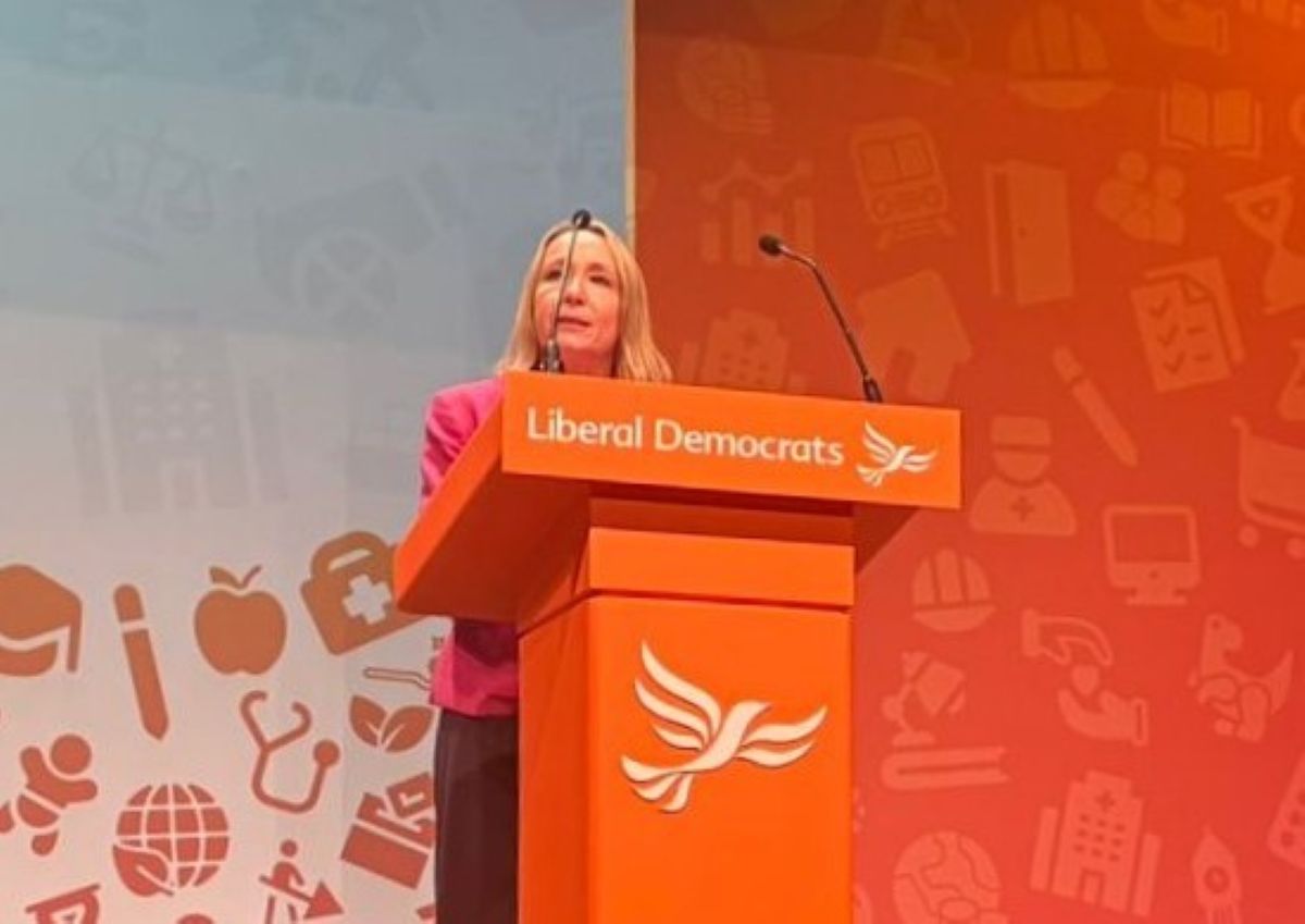 Helen Morgan MP speaking at the Liberal Democrat party conference