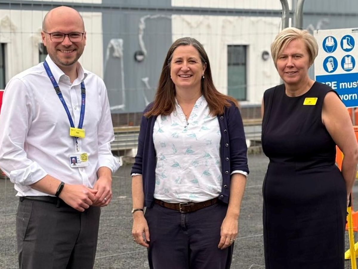 Shrewsbury MP Julia Buckley (centre) pictured with health leaders at the Shrewsbury and Telford Hospital NHS Trust