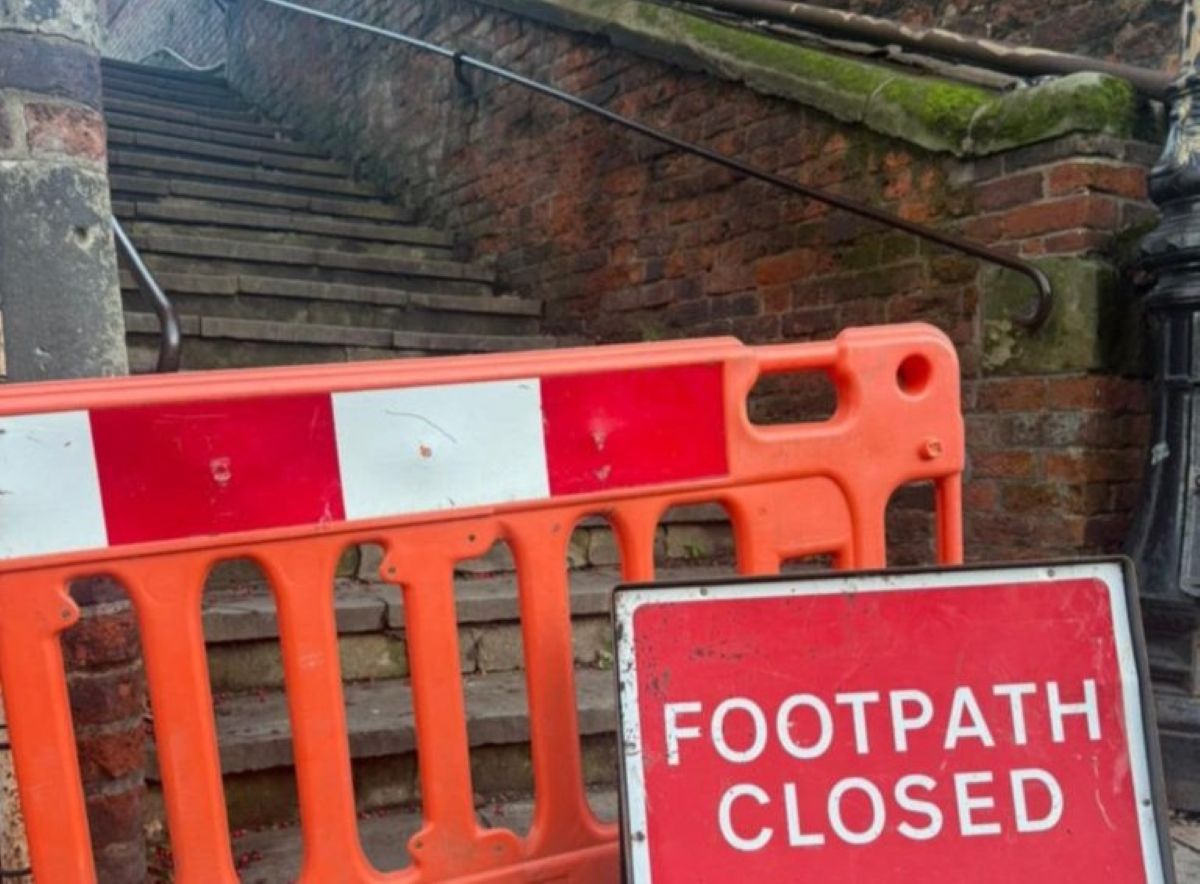 The Dana footpath in Shrewsbury has been closed after concerns were raised about sections of the castle wall. Photo: Shropshire Council